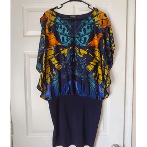 EXPRESS Silky Butterfly Print Dress